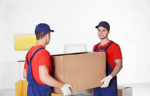Moving team preparing items safely before transport